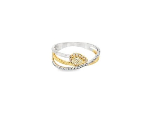 Platinum 900 Natural Pear-Cut Halo and Diamonds Ring with Fixed Triple-Band Design